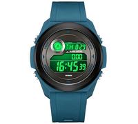 findtime Reloj deportivo digital, contador de calorías, podómetro, iluminación, cronógrafo, cronómetro, 12/24, resistente al agua, gran reloj militar, hombre, mujer, estudiante, exterior, niños, plata