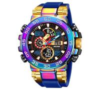 findtime Reloj deportivo militar para hombre, resistente al agua, digital, analógico, táctico, al aire libre, esfera grande, reloj de pulsera de doble hora, LED, luminoso, alarma, cronómetro, Colorido