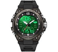 findtime Reloj digital deportivo para hombre y niño, con cuenta regresiva, despertador, cronómetro, resistente al agua a 5 ATM, Negro , Correa