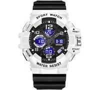 findtime Reloj digital para hombre, reloj de pulsera militar para hombre, deportivo, digital, analógico, cronómetro, resistente al agua, 50 m, reloj deportivo con dos zonas horarias, luz despertador,