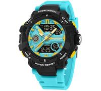 findtime Reloj digital para hombre, táctico, esfera grande, alarma, cuenta regresiva, reloj deportivo para correr, cronómetro, para exteriores, diseño de color en contraste, Azul lago