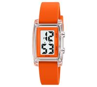 findtime Reloj digital para mujer y mujer, reloj de pulsera digital, resistente al agua, reloj de pulsera para mujer con correa de goma suave e indicador grande de números, naranja, Correa