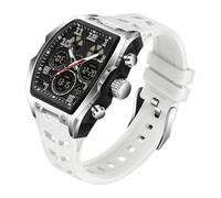 findtime Reloj digital táctico militar para hombre, resistente al agua, 5 ATM, reloj deportivo analógico con retroiluminación LED de 12/24 horas, cuenta regresiva, blanco, Correa