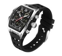 findtime Reloj digital táctico militar para hombre, resistente al agua, 5 ATM, reloj deportivo analógico con retroiluminación LED de 12/24 horas, cuenta regresiva, Blacksilver, Correa