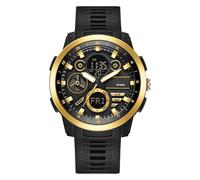 findtime Reloj digital táctico militar para hombre, resistente al agua, 5 ATM, reloj deportivo analógico con 12/24 horas, retroiluminación LED, alarma, cronómetro, cuenta regresiva, Oro negro., Correa