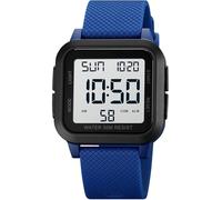 findtime Reloj digital unisex para hombre y mujer, esfera cuadrada, números grandes, LED, electrónico, resistente al agua, alarma, temporizador de cuenta regresiva, hora dual, cronómetro, 12/24 horas,