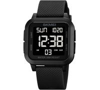 findtime Reloj digital unisex para hombre y mujer, esfera cuadrada, números grandes, LED, electrónico, resistente al agua, alarma, temporizador de cuenta regresiva, hora dual, cronómetro, 12/24 horas