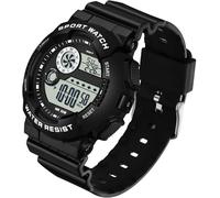 findtime Reloj infantil para niño, color blanco, sin dgital, para niñas, niños y adolescentes con 5 ATM resistente al agua/alarma, cronómetro, luz LED, antigolpes, calendario y fecha, negro blanco,