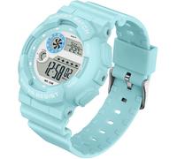 findtime Reloj infantil para niño, color blanco, sin dgital, para niñas, niños y adolescentes con 5 ATM resistente al agua/alarma, cronómetro, luz LED, antigolpes, calendario y fecha, azul, Correa