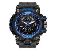 findtime Reloj militar para hombre digital deportivo azul, verde y negro, reloj digital cronógrafo para hombre, resistente al agua, 5 ATM, reloj táctico, cronómetro, reloj despertador, reloj deportivo