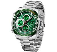 findtime Relojes de lujo para hombre, acero inoxidable, dorado, reloj de pulsera para hombre, con alarma, temporizador, fecha, cronómetro, resistente al agua, 5 ATM, reloj analógico digital para