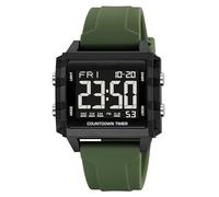findtime Relojes digitales para hombre, impermeable, deportivo, cronómetro, alarma de cuenta regresiva, a prueba de golpes, fácil lectura, reloj militar para hombre, rectangular, estilo único, Verde