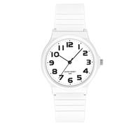 findtime Relojes impermeables analógicos para mujer correa de resina reloj impermeable deporte, blanco