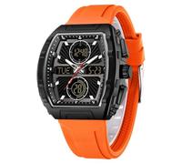 findtime Relojes militares para hombre, reloj táctico, reloj digital para hombre, 5 ATM, resistente al agua, reloj deportivo con retroiluminación LED de 12/24 horas, cuenta regresiva, naranja, Correa