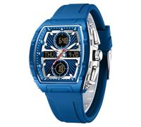 findtime Relojes militares para hombre, reloj táctico, reloj digital para hombre, 5 ATM, resistente al agua, reloj deportivo con retroiluminación LED de 12/24 horas, cuenta regresiva, Azul plateado.