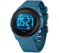 findtime Relojes para mujer, reloj digital con luz trasera LED, pantalla de zona horaria dual, alarma y cronómetro, ultradelgado, colorido, Azul, Casaul