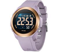 findtime Relojes para mujer, reloj digital con luz trasera LED, pantalla de zona horaria dual, alarma y cronómetro, ultradelgado, colorido, Púrpura, Casaul