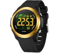 findtime Relojes para mujer, reloj digital con luz trasera LED, pantalla de zona horaria dual, alarma y cronómetro, ultradelgado, colorido, Oro, Casaul