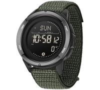 findtime Relojes tácticos con brújula para hombres y mujeres con metrónomo, cuenta regresiva, alarma de hora dual, cronómetro, correa de goma, ligero, digital, impermeable, color naranja, Verde (Nylon