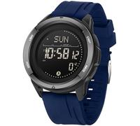 findtime Relojes tácticos con brújula para hombres y mujeres con metrónomo, cuenta regresiva, alarma de hora dual, cronómetro, correa de goma, ligero, digital, impermeable, color naranja, azul,