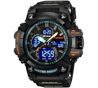 findtime Relojes tácticos militares para hombre, cara grande, doble pantalla analógica, digital, deportes, al aire libre, duradero, resistente, blanco, reloj de pulsera con retroiluminación LED