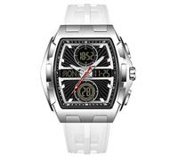 findtime Tonneau Reloj analógico digital para hombre, militar, deportivo, táctico, resistente al agua, 5 ATM, iluminación cronógrafo, cronómetro, alarma, cuarzo, diseño elegante, correa de silicona