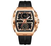 findtime Tonneau Reloj analógico digital para hombre, militar, deportivo, táctico, resistente al agua, 5 ATM, iluminación cronógrafo, cronómetro, alarma, cuarzo, diseño elegante, correa de silicona