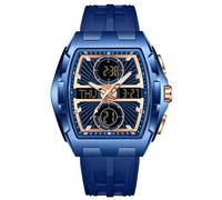 findtime Tonneau Reloj analógico digital para hombre, militar, deportivo, táctico, resistente al agua, 5 ATM, iluminación cronógrafo, cronómetro, alarma, cuarzo, diseño elegante, correa de silicona
