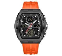 findtime Tonneau Reloj analógico digital para hombre, militar, deportivo, táctico, resistente al agua, 5 ATM, iluminación cronógrafo, cronómetro, alarma, cuarzo, diseño elegante, correa de silicona