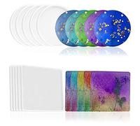 findTop Juego de 10 moldes de silicona para posavasos, 5 moldes redondos y 5 cuadrados reutilizables de resina para manualidades epoxi, cemento, arcilla polimérica, antiadherentes, bricolaje