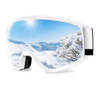 Findway Gafas de Esquí, Mascara de Esqui para Ski y Snowboard Hombre Mujer Adultos Juventud Jóvenes OTG Compatible con Casco Anti Niebla Protección UV Plata Gafas de Ventisca