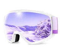 Findway Gafas de Esquí, Mascara de Esqui para Ski y Snowboard Hombre Mujer Adultos Juventud Jóvenes OTG Compatible con Casco Anti Niebla Protección UV Rosado Gafas de Ventisca