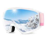 Findway Gafas de Esquí, Mascara de Esqui para Ski y Snowboard Hombre Mujer Adultos Juventud Jóvenes OTG Compatible con Casco Anti Niebla Protección UV Rosado Gafas de Ventisca