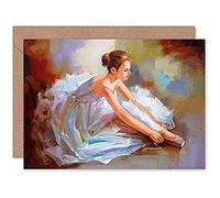 Fine Art Prints CLDT0129 - Tarjeta de felicitación con diseño de zapatos de baile de ballet con sobre en el interior, calidad prémium, color gris y marrón, 12,5 x 17,5 cm