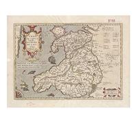 Fine Art Prints Hondius 1633 Galés Latino Mapa Temprano Gales Cymru Póster de pared grande Impresión de papel grueso 45,7 x 60,9 cm