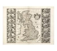 Fine Art Prints Jansson 17th Century Anglo Saxon Map Britain Premium - Lienzo decorativo para pared (45,7 x 60,9 cm)