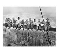 Fine Art Prints Lienzo decorativo para pared con imagen icónica de 1932 de Lunch Atop A Skyscraper de Nueva York de 1932, 18 x 24 pulgadas, blanco y negro