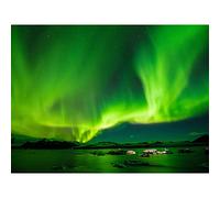 Fine Art Prints Northern Lights Aurora Borealis - Lienzo Decorativo para Pared, Color Verde