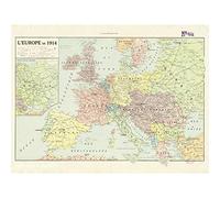 Fine Art Prints Peltier 1914 - Póster de mapa político de Europa, idioma francés, papel grueso de 45,7 x 60,9 cm