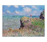 Fine Art Prints Póster de Claude Monet Cliff Walk At Pourville sin marco, decoración del hogar, 16 x 12 pulgadas