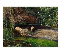 Fine Art Prints Póster de John Everett Millais Ofelia recortado sin marco, para decoración del hogar, 16 x 12 pulgadas