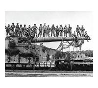 Fine Art Prints Póster de la Segunda Guerra Mundial de la Segunda Guerra Mundial de los soldados alemanes de la artillería ferroviaria alemana de 1945, papel grueso de 18 x 24 pulgadas