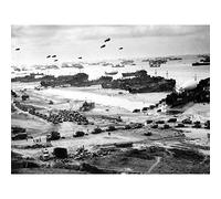 Fine Art Prints Póster de la Segunda Guerra Mundial de los Estados Unidos de la Segunda Guerra Mundial con diseño de naves de desembarco de Omaha Beach Día D de 1944, papel grueso, 45,7 x 60,