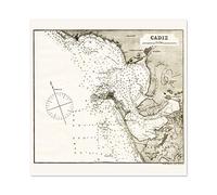 Fine Art Prints Póster de mapa antiguo Rosser 1869 Cádiz España réplica histórica grande de la pared de papel grueso de 24 x 24 pulgadas