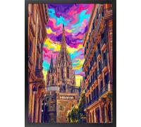 Fine Artic Cuadro Barrio Gótico Fauvismo - Poster Barcelona con Marco
