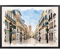 Fine Artic Cuadro Calle Larios efecto acuarela - Poster Málaga con Marco