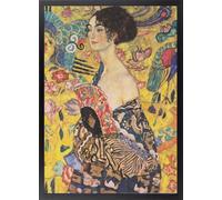 Fine Artic Cuadro Dama con el abanico de Gustav Klimt - Poster de Arte Modernista con Marco de madera Negro - Arte mural Simbolista decoración Elegante y Vintage - Lámina enmarcada de Pintura Famosa