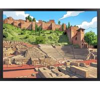 Fine Artic Cuadro de Alcazaba de Málaga Cómic - Poster de Málaga con Marco