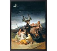 Fine Artic Cuadro de El Aquelarre de Brujas de Goya - Poster de Goya con Marco de madera Negro - Arte mural del Romanticismo decoración Clásica Oscura - Cuadros de Museo