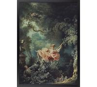 Fine Artic Cuadro de El Columpio de Fragonard - Poster de Escena Rococó con Marco de madera Negro - Arte mural Clásico decoración de Salón Romántica - Cuadros de Museo